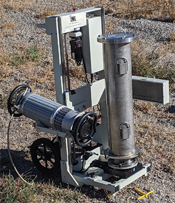 The Digital Radiography and Computed Tomography System uses X-ray technology to vertically scan a munition on a rotating platform to produce a digital view of the interior.
