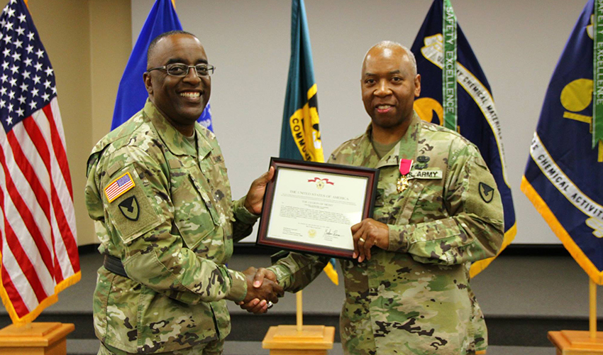 Col. Nathaniel Farmer during a relinquishment of command ceremony June 22 at APG, Maryland - Photo 1